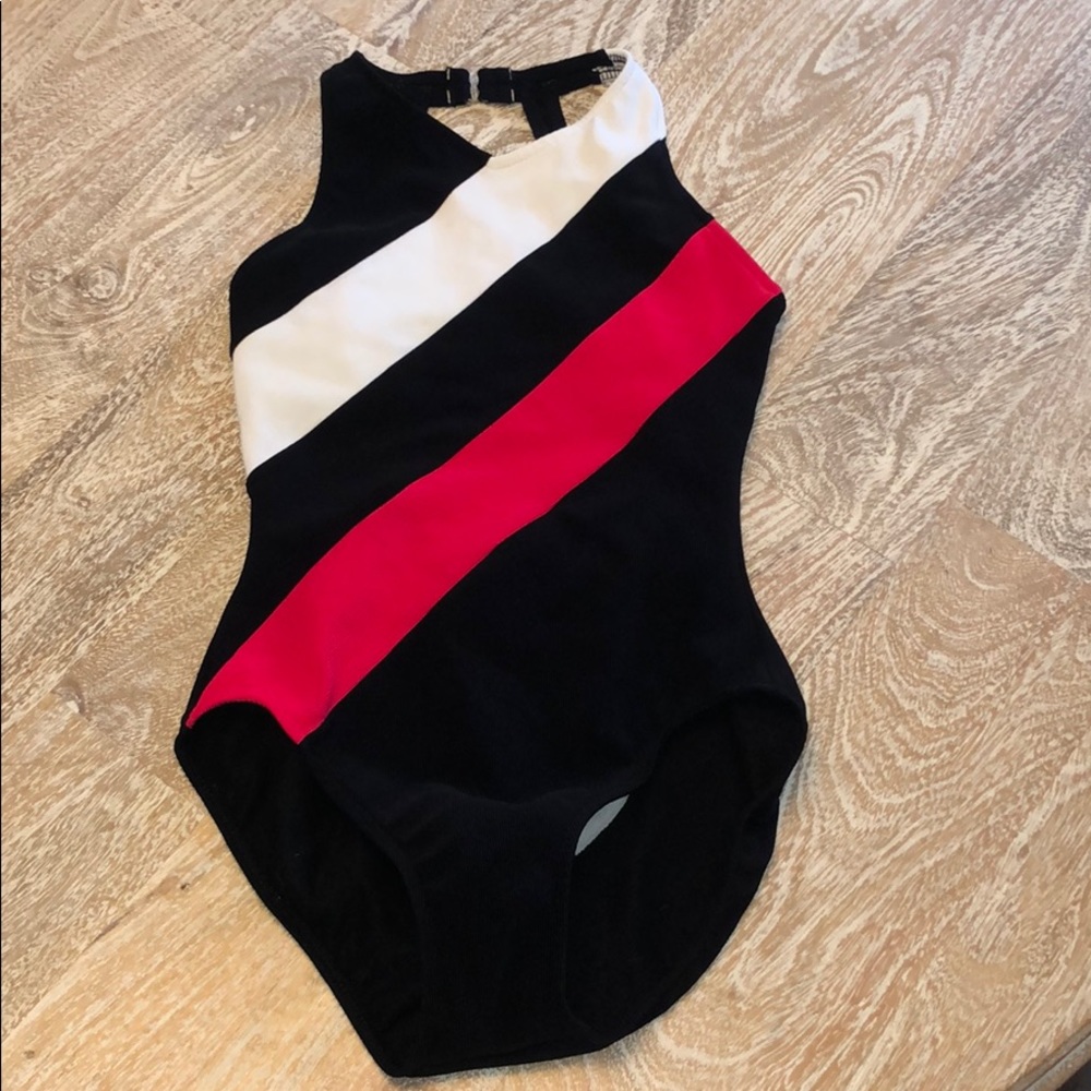 Vintage mainstream swimsuit black red white small